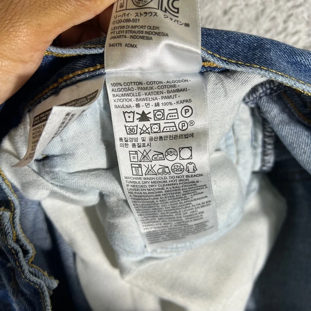 Levis 501 Original Fit Jeans Mens 38x30 Blue Denim Straight Leg Button Fly